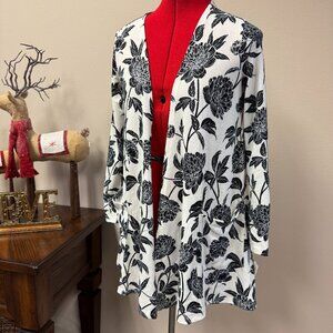LuLaRoe Caroline Cardigan NEW Black and White Floral Neutral size S